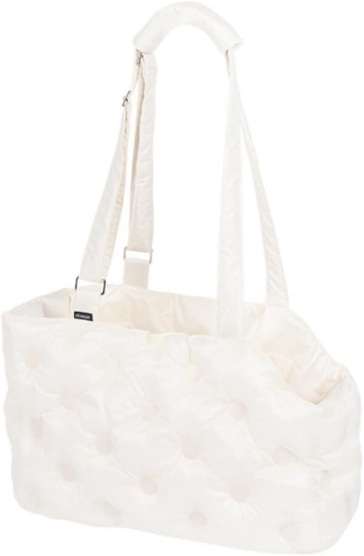 Puffer Pet Carrier for Small Dogs and Cats Quilted Pet Purse (White)