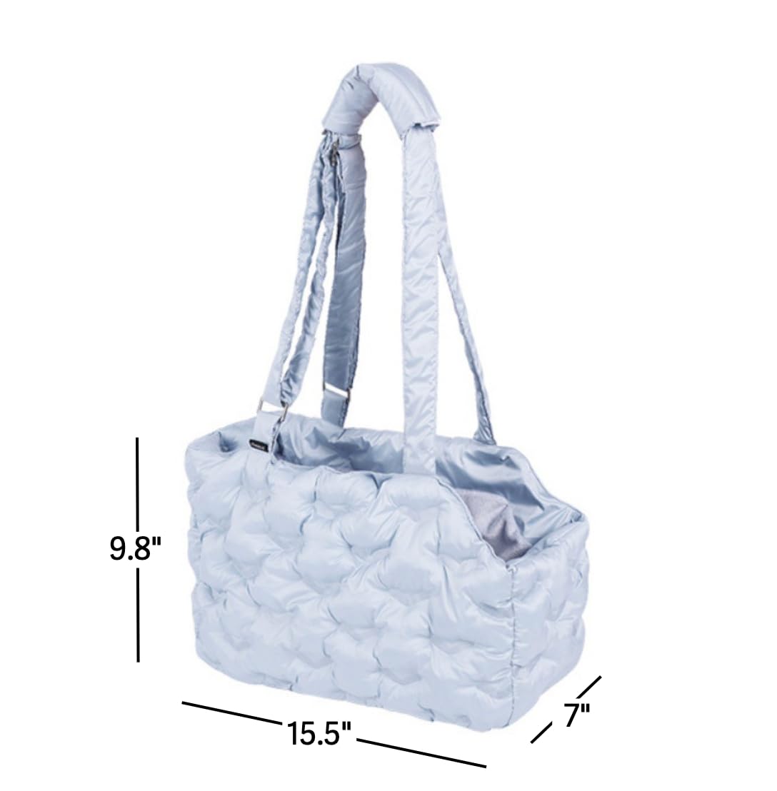 Puffer Pet Carrier for Small Dogs and Cats Quilted Pet Purse (White)