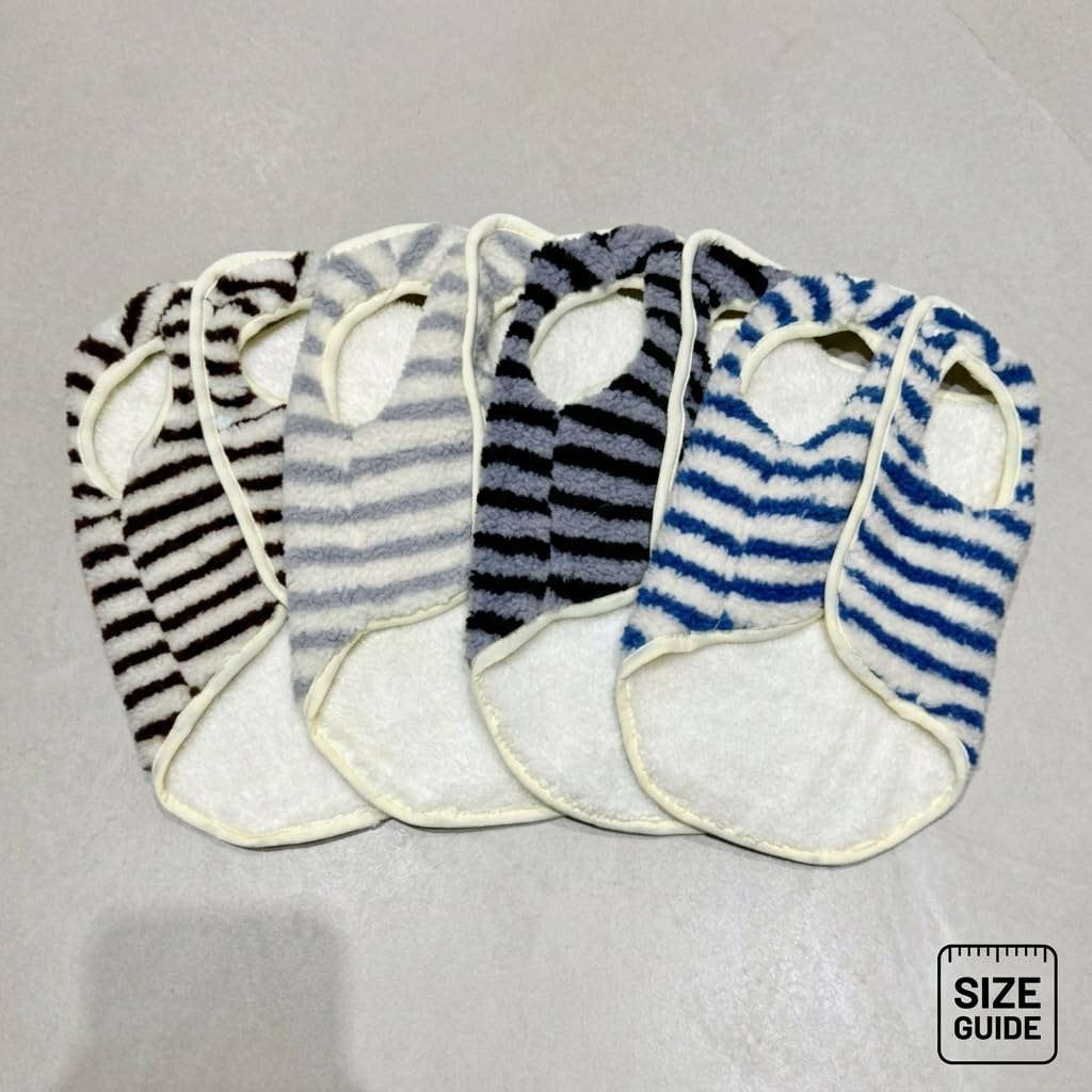 Striped Fleece Dog Vest Warm Winter Coat with D-Ring for Small Dogs