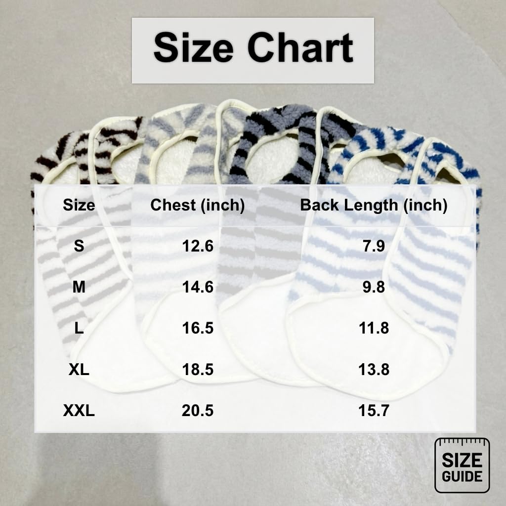 Striped Fleece Dog Vest Warm Winter Coat with D-Ring for Small Dogs